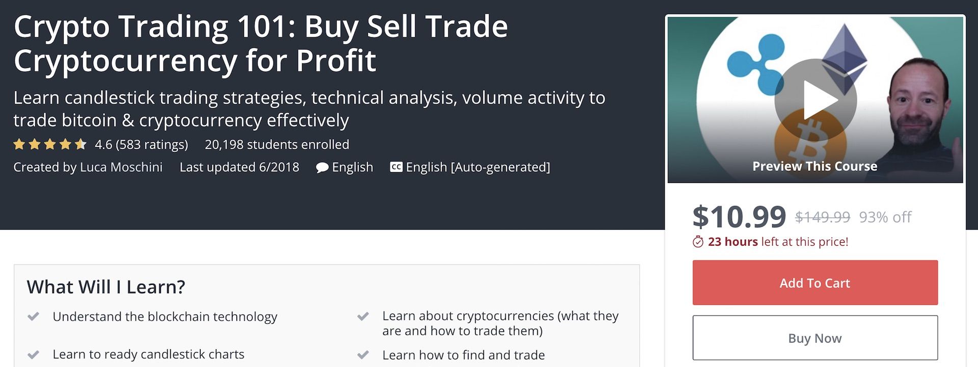Giới thiệu 2 khoá học trade coin trên Udemy đang sale hơn 90% cho anh em